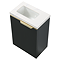 Opus 400mm Fluted Wall Hung Cloakroom Vanity Unit – Satin Black with Marble‑Effect Basin & Brushed Brass Handle