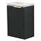 Opus 400mm Fluted Wall Hung Cloakroom Vanity Unit – Satin Black with Marble‑Effect Basin & Brushed Brass Handle