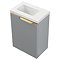 Opus 400mm Fluted Wall Hung Cloakroom Vanity Unit – Satin Grey with Marble‑Effect Basin & Brushed Brass Handle