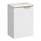 Opus 400mm Fluted Wall Hung Cloakroom Vanity Unit – Satin White with Marble‑Effect Basin & Brushed Brass Handle