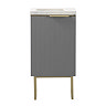 Opus 400mm Fluted Wall Hung Cloakroom Vanity Unit with Legs - Satin Grey, Marble-Effect Basin & Brushed Brass
