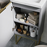 Opus 400mm Fluted Cloakroom Vanity Unit with Legs - Satin Grey, Marble-Effect Basin & Brushed Brass