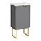 Opus 400mm Fluted Wall Hung Cloakroom Vanity Unit with Legs - Satin Grey, Marble-Effect Basin & Brushed Brass