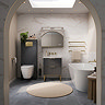 Opus 600mm Fluted Vanity Unit with Legs - Satin Black, Marble-Effect Basin & Brushed Brass