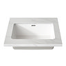Opus 600mm Fluted Cloakroom Vanity Unit with Legs - Satin White, Marble-Effect Basin & Brushed Brass