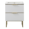 Opus 600mm Fluted Cloakroom Vanity Unit with Legs - Satin White, Marble-Effect Basin & Brushed Brass