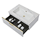 Opus 900mm Fluted Wall‑Hung Vanity Unit – Satin Arctic White with Marble‑Effect Basin & Brushed Brass Handle