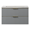 Opus 900mm Fluted Wall Hung 2-Drawer Vanity Unit – Satin Grey with Marble‑Effect Basin & Brushed Brass Handles