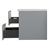 Opus 900mm Fluted Wall Hung 2-Drawer Vanity Unit – Satin Grey with Marble‑Effect Basin & Brushed Brass Handles