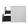 Opus 900mm Fluted Wall Hung 2-Drawer Vanity Unit – Satin White with Marble‑Effect Basin & Brushed Brass Handles