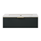 Opus 900mm Fluted Wall‑Hung Vanity Unit – Satin Black with Marble‑Effect Basin & Brushed Brass Handle