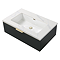 Opus 900mm Fluted Wall‑Hung Vanity Unit – Satin Black with Marble‑Effect Basin & Brushed Brass Handle