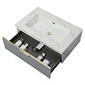 Opus 900mm Fluted Wall‑Hung Vanity Unit – Satin Grey with Marble‑Effect Basin & Brushed Brass Handle