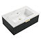Opus 900mm Fluted Wall Hung Vanity Unit & Towel Shelf – Satin Black with Marble‑Effect Basin & Brushed Brass Handle