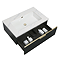 Opus 900mm Fluted Wall Hung Vanity Unit & Towel Shelf – Satin Black with Marble‑Effect Basin & Brushed Brass Handle