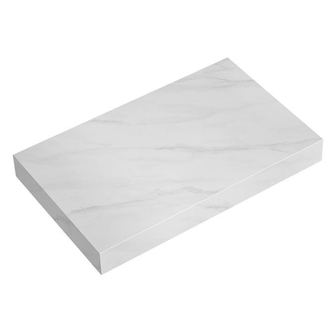 Opus 900mm Fluted Wall Hung Vanity Unit & Towel Shelf – Satin Black with Marble‑Effect Basin & Brushed Brass Handle
