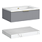 Opus 900mm Fluted Wall Hung Vanity Unit & Towel Shelf – Satin Grey with Marble‑Effect Basin & Brushed Brass Handle