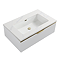 Opus 900mm Fluted Wall Hung Vanity Unit & Towel Shelf – Satin White with Marble‑Effect Basin & Brushed Brass Handle
