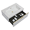 Opus 900mm Fluted Wall Hung Vanity Unit & Towel Shelf – Satin White with Marble‑Effect Basin & Brushed Brass Handle
