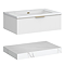 Opus 900mm Fluted Wall Hung Vanity Unit & Towel Shelf – Satin White with Marble‑Effect Basin & Brushed Brass Handle