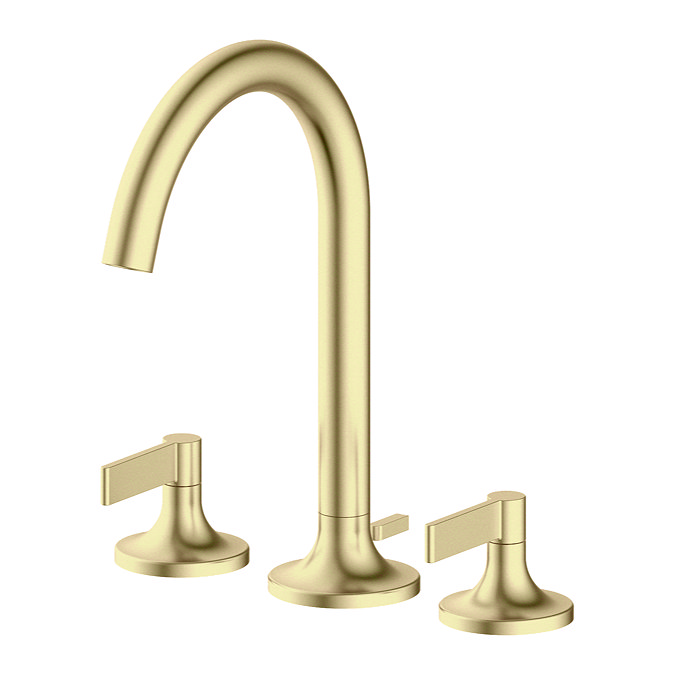 Opus Deck Mounted 3 Hole Basin Mixer Tap with Pop-up Waste Brushed Brass