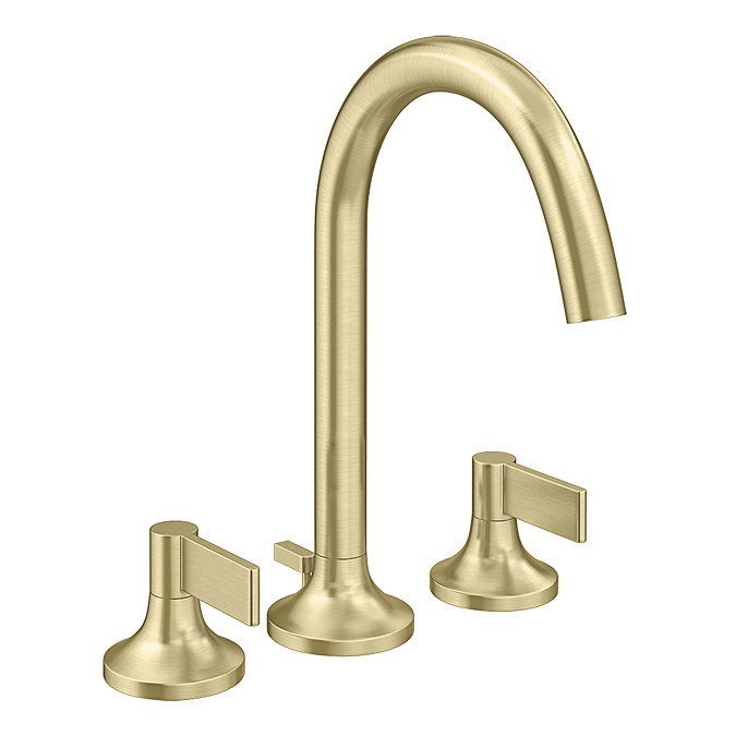 Opus Deck Mounted 3 Hole Basin Mixer Tap with Pop-up Waste Brushed Brass