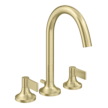 Opus Deck Mounted 3 Hole Basin Mixer Tap with Pop-up Waste Brushed Brass
