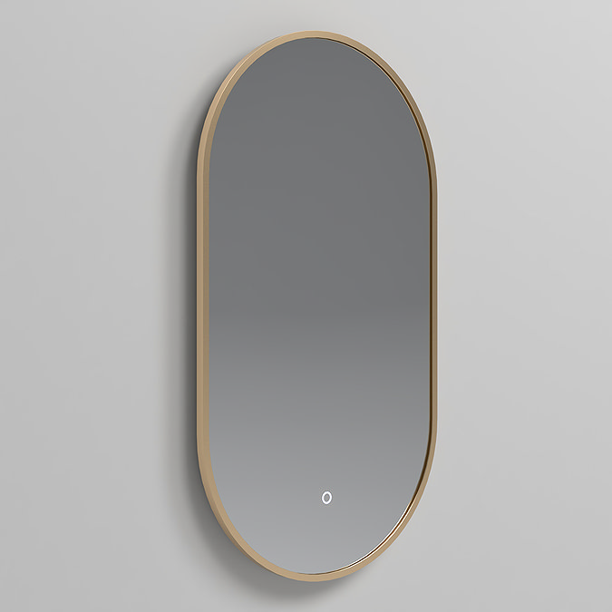 Opus Brushed Brass Lozenge LED Mirror with Anti-Fog, Touch Control & Colour Changing Light