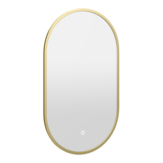 Opus Brushed Brass Lozenge LED Mirror with Anti-Fog, Touch Control & Colour Changing Light