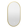 Opus Brushed Brass Lozenge LED Mirror with Anti-Fog, Touch Control & Colour Changing Light