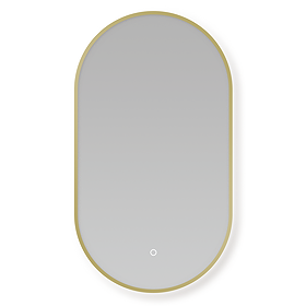 Opus Brushed Brass Lozenge LED Mirror with Anti-Fog, Touch Control & Colour Changing Light