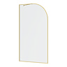 Opus Curved Brushed Brass Full Outer Framed Wet Room Screen with Support Arm (1950mm High)