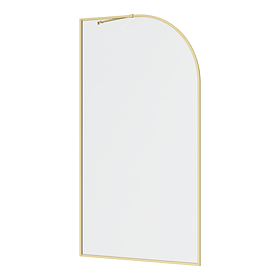 Opus Curved Brushed Brass Full Outer Framed 8mm Wet Room Glass Screen with Support Arm (1950mm High)