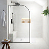 Opus Curved Matt Black Full Outer Framed Wet Room Screen with Support Arm (1950mm High)
