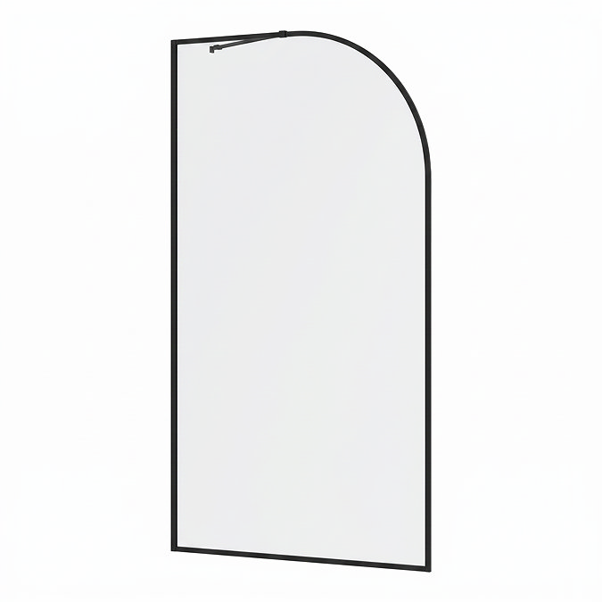 Opus Curved Matt Black Full Outer Framed Wet Room Screen with Support Arm (1950mm High)