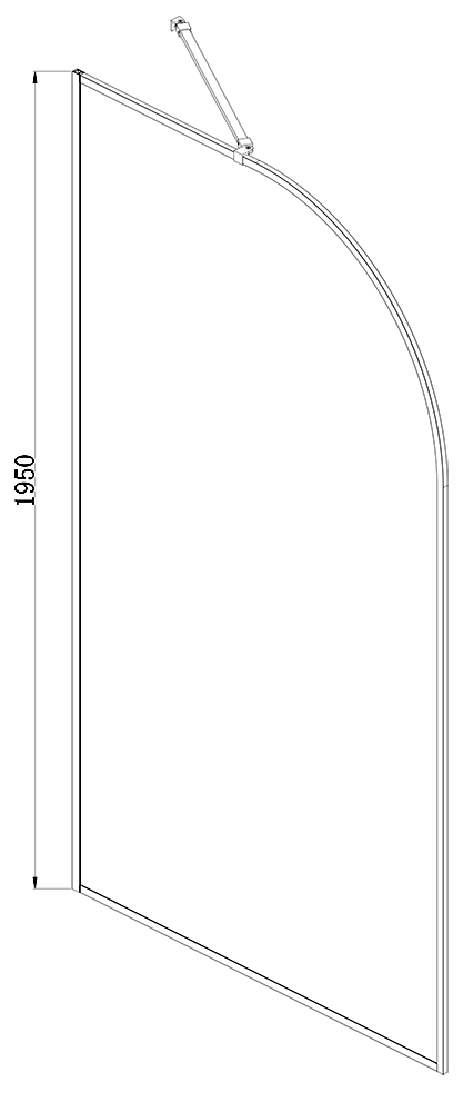 Opus Curved Matt Black Full Outer Framed Wet Room Screen with Support Arm (1950mm High)