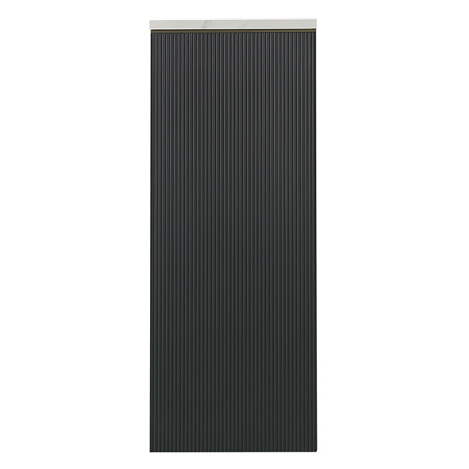Opus Fluted Back to Wall WC Unit 1400mm – Satin Black with Brushed Brass Flush Plate & Wall Hung Toilet Pan
