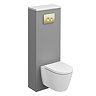 Opus Fluted Back to Wall WC Unit 1400mm – Satin Grey with Brushed Brass Flush Plate & Wall Hung Toilet Pan