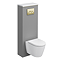 Opus Fluted Back to Wall WC Unit 1400mm – Satin Grey with Brushed Brass Flush Plate & Wall Hung Toilet Pan