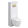 Opus Fluted Back to Wall WC Unit 1400mm – Satin  White with Brushed Brass Flush Plate & Wall Hung Toilet Pan