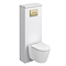 Opus Fluted Back to Wall WC Unit 1400mm – Satin  White with Brushed Brass Flush Plate & Wall Hung Toilet Pan