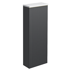 Opus Fluted Tall WC Unit – Satin Black with Marble‑Effect Lid & Brushed Brass Trim (Unit Only)