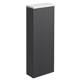 Opus Fluted Tall WC Unit – Satin Black with Marble‑Effect Lid & Brushed Brass Trim (Unit Only)