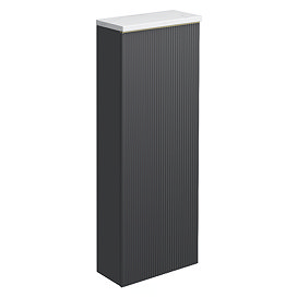 Opus Fluted Tall WC Unit – Satin Black with Marble‑Effect Lid & Brushed Brass Trim (Unit Only)