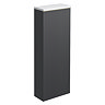 Opus Fluted Tall WC Unit – Satin Black with Marble‑Effect Lid & Brushed Brass Trim (Unit Only)