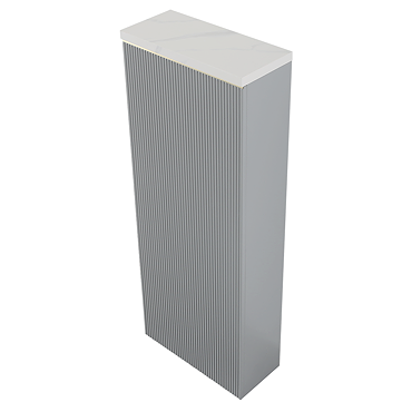 Opus Fluted Tall WC Unit – Satin Grey with Marble‑Effect Lid & Brushed Brass Trim (Unit Only)