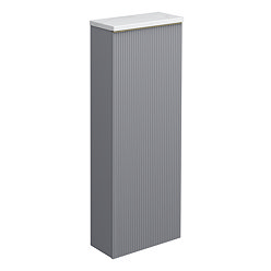 Opus Fluted Tall WC Unit – Satin Grey with Marble‑Effect Lid & Brushed Brass Trim (Unit Only)