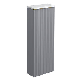 Opus Fluted Tall WC Unit – Satin Grey with Marble‑Effect Lid & Brushed Brass Trim (Unit Only)