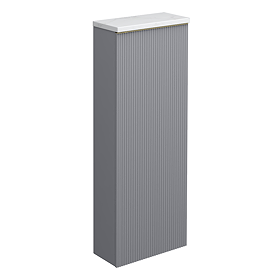 Opus Fluted Tall WC Unit – Satin Grey with Marble‑Effect Lid & Brushed Brass Trim (Unit Only)