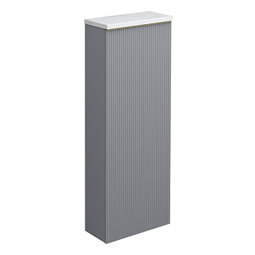 Opus Fluted Tall WC Unit – Satin Grey with Marble‑Effect Lid & Brushed Brass Trim (Unit Only)